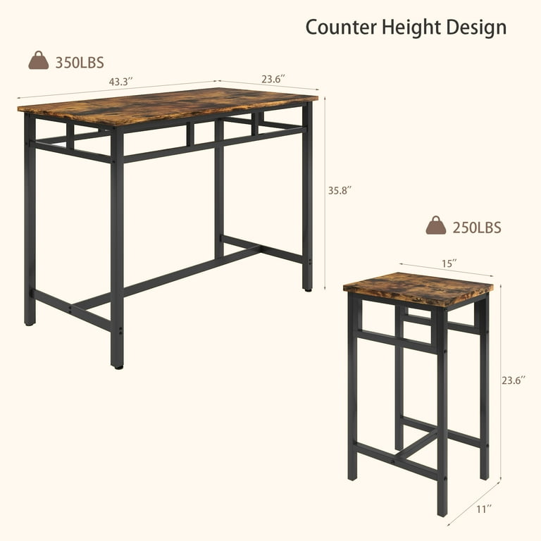 Livinest 5 Pcs Dining Table Set 4 Bar Stools Wood Bar Height Tables Sets 5 Piece Breakfast Table and Chairs Set for Living Room Party Kitchen