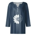 thumbnail image 3 of JULMCOMO Summer Tops for Women Button Down V Neck Shirt 3/4 Sleeve Fashion T-Shirts Sunflower Print Casual Dressy Tops Tunic, 3 of 5