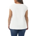 thumbnail image 4 of DARING DIVA Women's Plus Tank Tops Pleated Crewneck Casual Work Shirts 1X White, 4 of 6