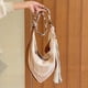 thumbnail image 5 of Bolso de lino informal de moda para mujer, estilo étnico, bohemio, con borlas y tejido de cuerda, bolso de hombro, bolso de mano de tendencia., 5 of 6