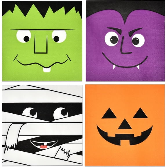 Gift Boutique - 120 Pcs Halloween Character Cocktail Beverage Napkins Holiday Spooky Disposable Paper Dessert Napkin for Home Dinner Buffet Tableware Party Supplies