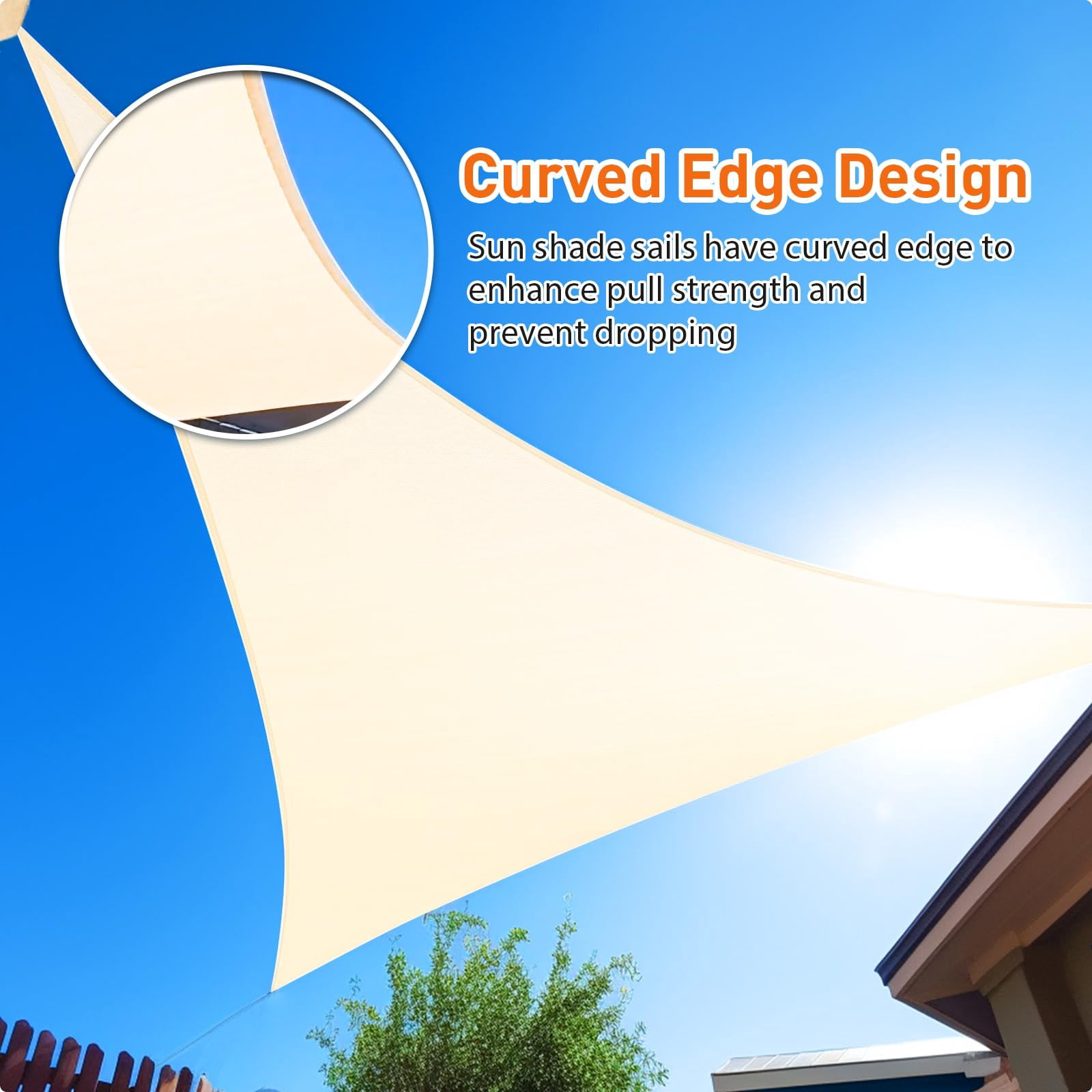 10'X10'X14' HDPE Sunshade Sail, Cream