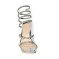 thumbnail image 3 of Wild Diva Rhinestone Spiral Ankle Strap Square Toe Low Block Heels (Silver, 7.5), 3 of 5