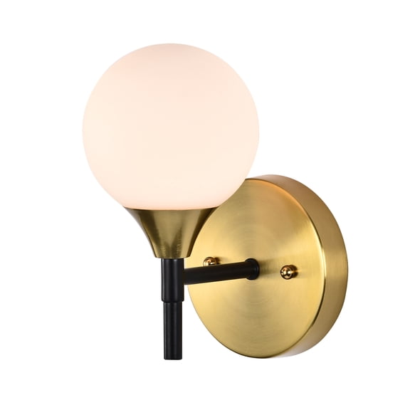 Solaya 7 in. 1-Light Indoor Matte Black and Brass Finish Wall Sconce with Light Kit