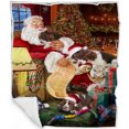 thumbnail image 1 of English Springer Spaniel Dog and Puppies Sleeping with Santa Blanket, 1 of 3