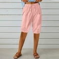 thumbnail image 2 of Clearance! sweatpants women Casual pants for women Capris Knee Length Shorts Capri Pants High Waist Drawstring Beach Pants Button Loose Casual Capris Pants Shorts Big sales Pink, 2 of 6