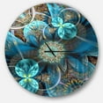 thumbnail image 1 of Designart 'Fractal Blue Flowers ' Modern wall clock, 1 of 6