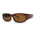 thumbnail image 1 of Polarized 58mm Womens Rhinestone Trim Slim Fit Over Sunglasses All Brown, 1 of 5