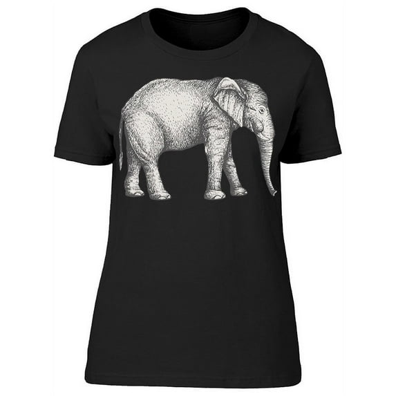 African Elephant, Drawn T-Shirt Women -Image by Shutterstock, Female XX-Large