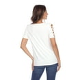 thumbnail image 3 of White Mark Women's Keyhole Neck Cutout Short Sleeve Top, 3 of 6