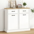thumbnail image 2 of Tilt Out Trash Cabinet, Hidden Trash Can Cabinet with Drawers and Door, Wooden Freestanding Storage Cabinet for Kitchen, Living Room, 2 of 9