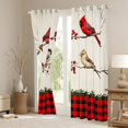 thumbnail image 3 of Manfei Red Robin Bird Black Out Curtains, Black Red Plaid Curtains Pack of 2 (42x63 Each), Leaf Plant Buffalo Bedroom Curtains, Window Curtains Room Decor, 3 of 6