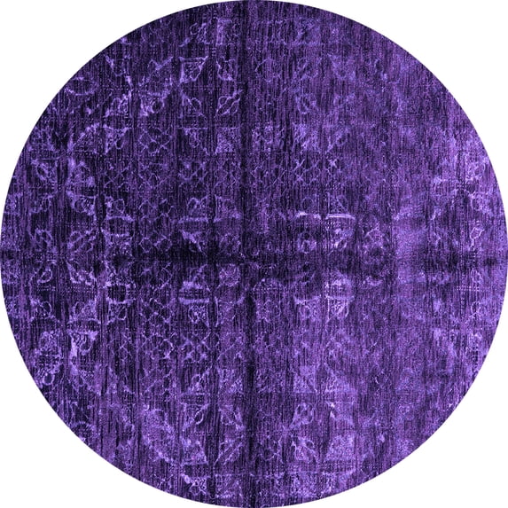Ahgly Company Indoor Round Abstract Purple Modern Area Rugs, 5' Round