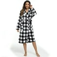 thumbnail image 4 of HEARTNICE Fleece Robes, Kimono Long Bathrobe for Womens Soft House Coat,(Buffalo Plaid-White 2XL-3XL), 4 of 6