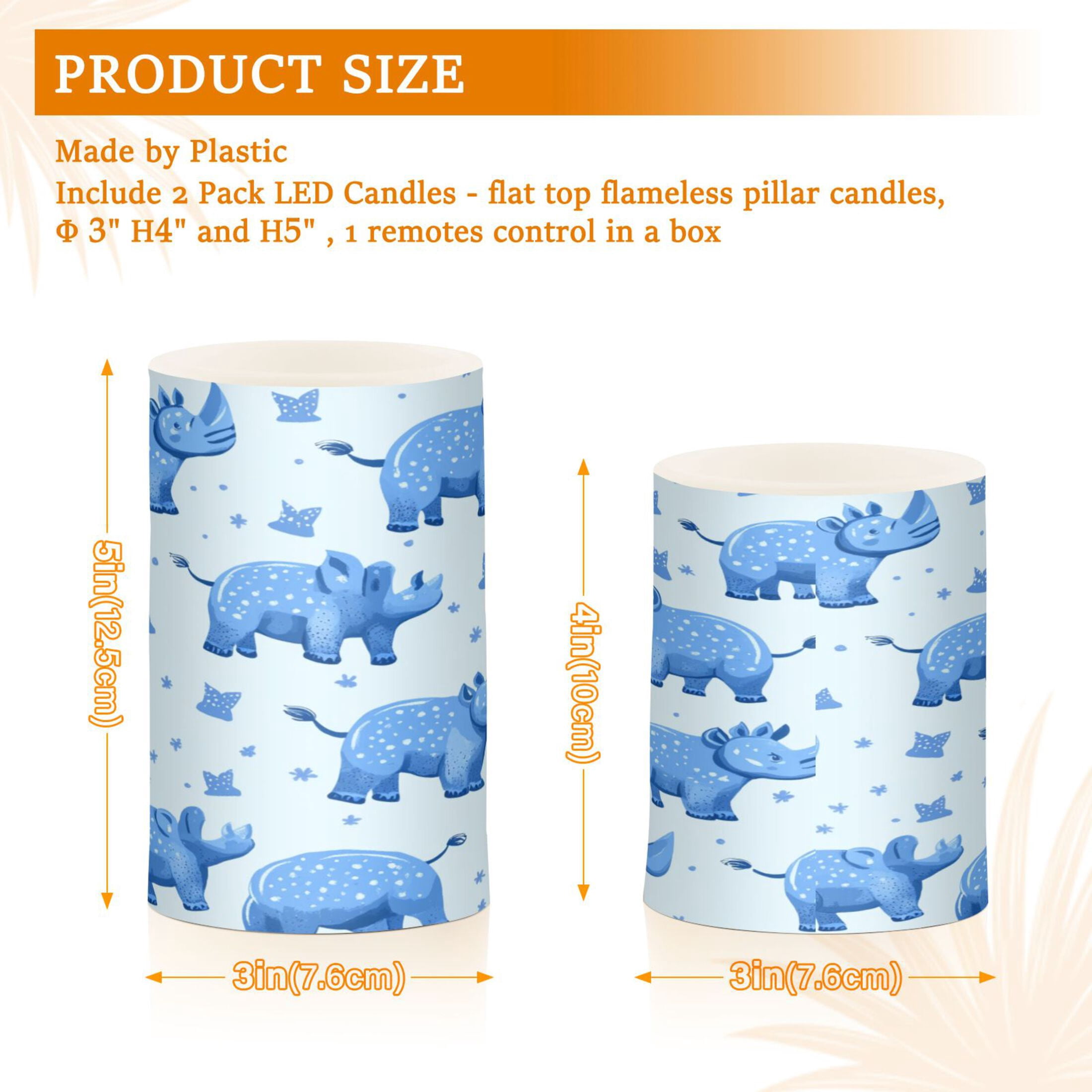 Flameless Candles Lights, Pack of two LED Lights, Dimmable LED Pillar Candles Battery Operated, Flames Remote Control Blue Rhinoceros