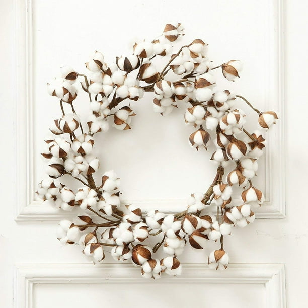24 Inch Real Cotton Wreath Farmhouse Decor Christmas Vintage Wreath 24inches Wreath New Walmart Com Walmart Com