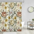 thumbnail image 2 of Pale Yellow Floral Shower Curtain Plant Watercolor Flower Colorful Flowers Fabric Printed Bathroom Accessories (W60''xH72'') 12 Hooks Included, 2 of 5
