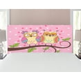 thumbnail image 1 of Owls Headboard, Owls in Love on Branch Polkadots Leaves Hearts Romance Theme, Upholstered Decorative Metal Bed Headboard with Memory Foam, Full Size, Pale Yellow Apple Green, by Ambesonne, 1 of 4
