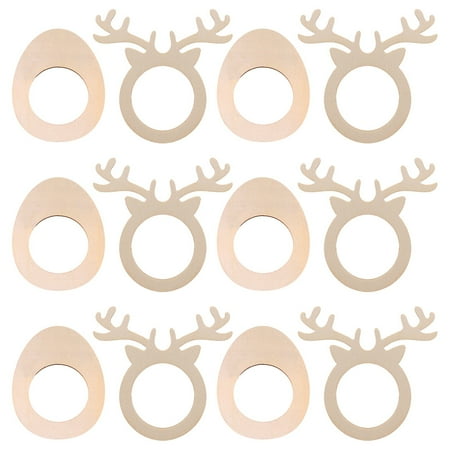 

Frcolor 20Pcs Wooden Antler Hollow Egg Design Napkin Rings DIY Party Party Home Decors