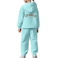 thumbnail image 3 of Boys Girls Active Sweatsuit,2 Piece Long Sleeve Letter Printed Hooded Sweatsuits Pullover and Sweatpants Fall Clothes Boys Jogger Set 10-11 Years, 3 of 6