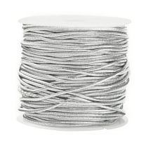 Polyester & Rubber Elastic Cord Round Silver 1mm about 21.87 Yards(20m)/Roll