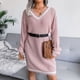 thumbnail image 5 of Vestido suelto, vestido con escote en V, vestido largo holgado con escote en V, vestido de manga larga con escote en V, confiable y duradero, 5 of 9