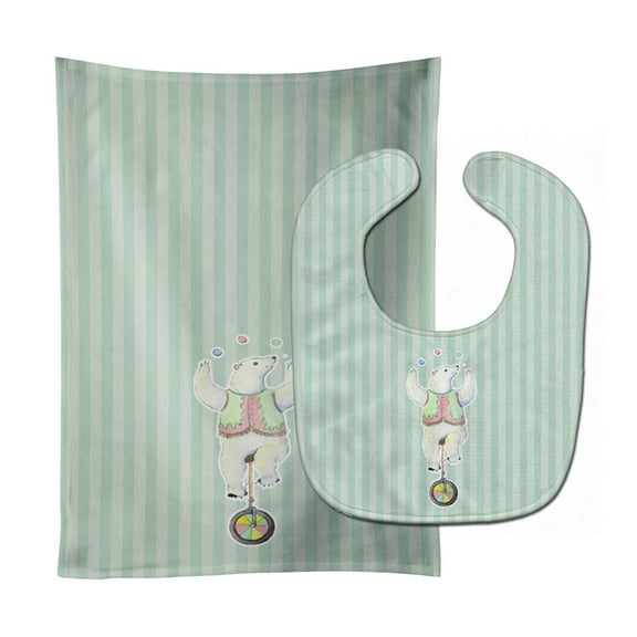 Circus Bear Baby Bib and Burp Cloth