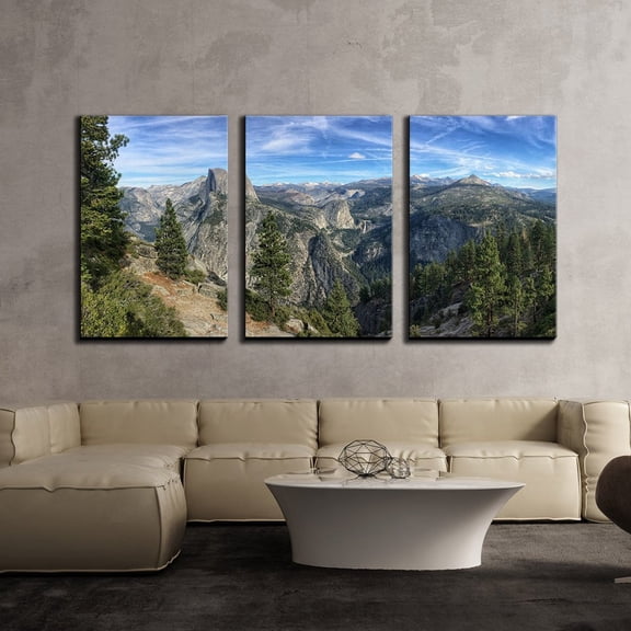 wall26 - 3 Piece Canvas Wall Art - Mountain Panorama Peaks,Yosemite National Park, California,Usa - Modern Home Decor Stretched and Framed Ready to Hang - 24"x36"x3 Panels