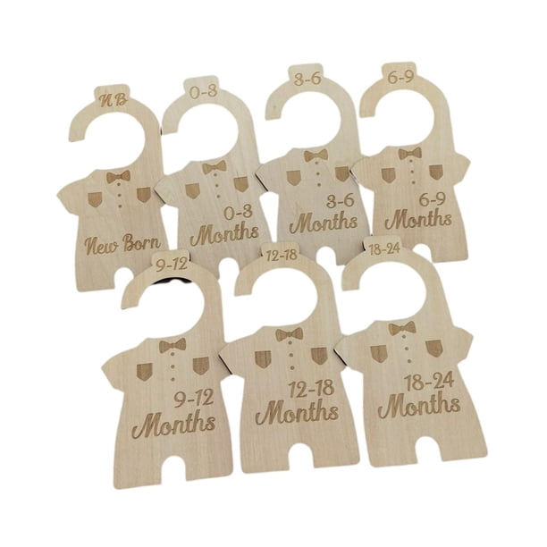 7 separadores de madera para armario de bebé, organizadores de tamaño de ropa de bebé de madera, separadores de tamaño de ropa colgantes, regalo de Estilo B Hugo separadores de armario
