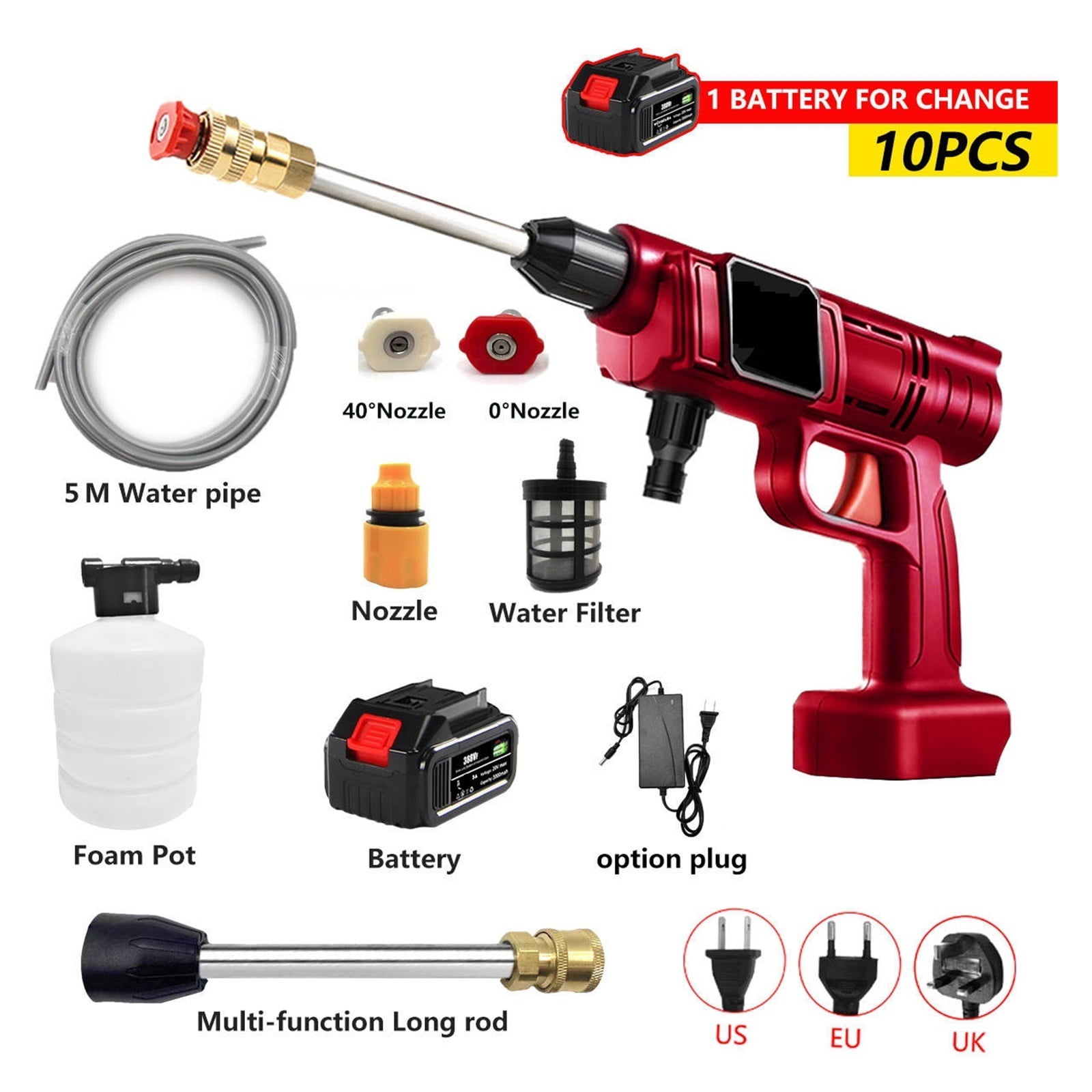 Cordless High Pressure Car Washer Spray Water Gun Portable Car Wash Pressure Cleaner Cleaning Machine For 18V Battery ,Effortless cleaning