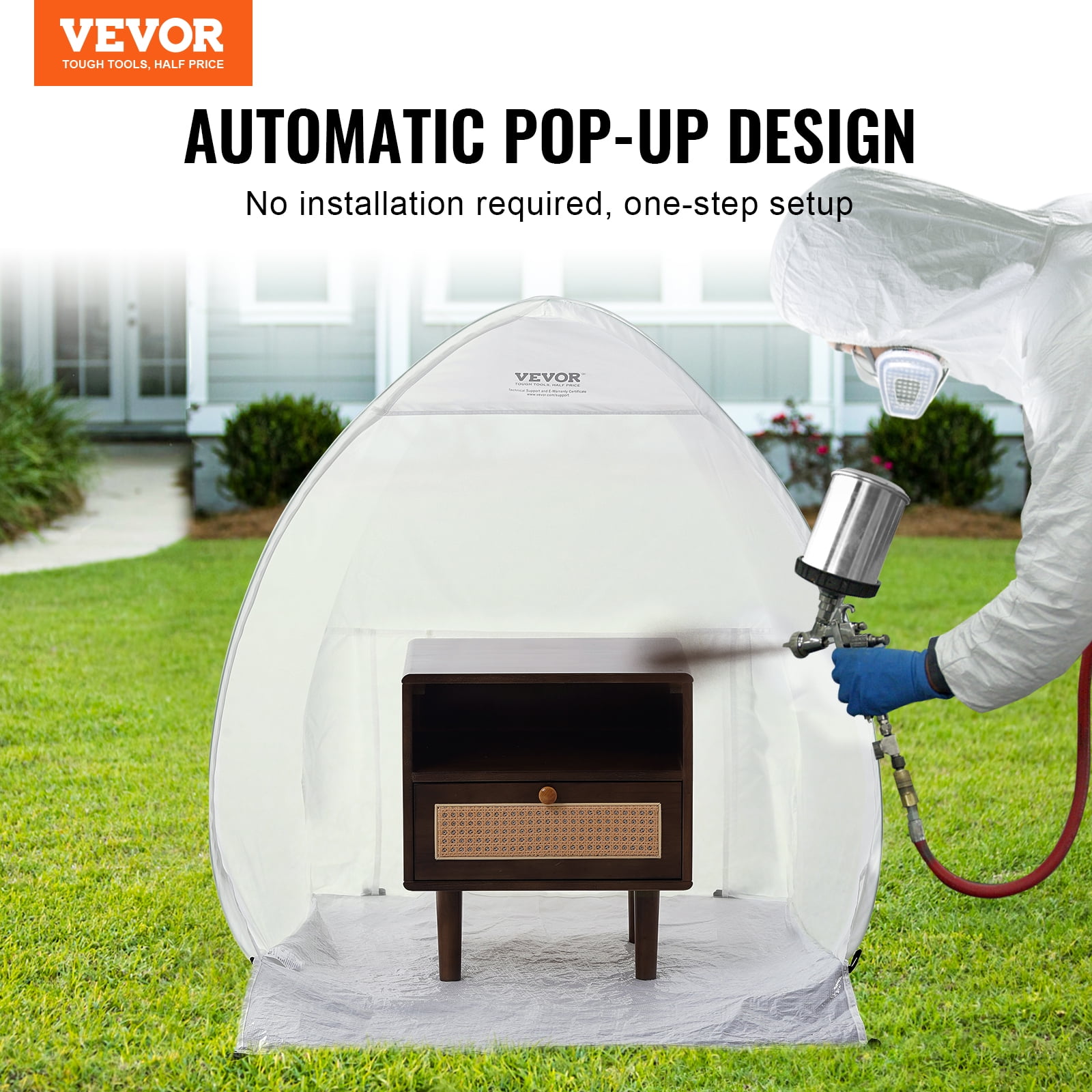 VEVOR Spray Paint Shelter, 40 x 35 x 40 in Pop-Up Portable Spray Paint Tent with Built-In Floor, Exhaust Window and Storage Bag, Foldable Paint Booth for Furniture, DIY Hobby Tool Painting Station