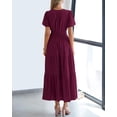thumbnail image 3 of Vestido BTFBM verano 2025 midi/maxi con cuello en V, rojo vino, talla L, 3 of 8