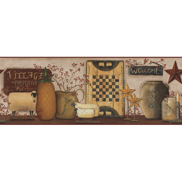 877820 Primitive Country Wallpaper Border CB5509bd