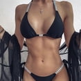 thumbnail image 4 of Traje de Baño de 2 Piezas para Mujer, Traje de Baño , Conjuntos de con Cuello Halter Triangular, Traje de Baño con de Imitación, - Black, Sunnimix Traje de bikini de mujer, 4 of 8