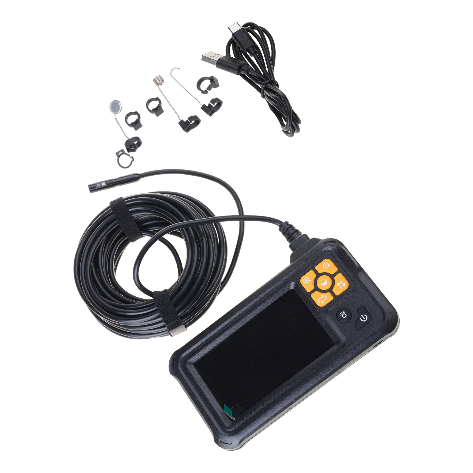 Waterproof Industrial Endoscope Type-C Rechargeable Double Lens Borescope Inspection Camera with 4.3in Screen 8 LEDs