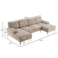 thumbnail image 4 of Couches for Living Room, Convertible Sectional Sofa Couch U Shaped Couch in Chenille with 2 Pillows and Metal Legs, 4-seat Modular Sofa for Apartment, Small Space, Lounge, Camel, 4 of 9