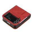 thumbnail image 3 of Wallet Case for Samsung Galaxy Z Flip 4, Vintage PU Leather Flip Case Card Slots Holder Cash Pocket, Kickstand Book Folding Folio Phone Cover with Wrist Strap for Samsung Galaxy Z Flip 4 - Red, 3 of 5