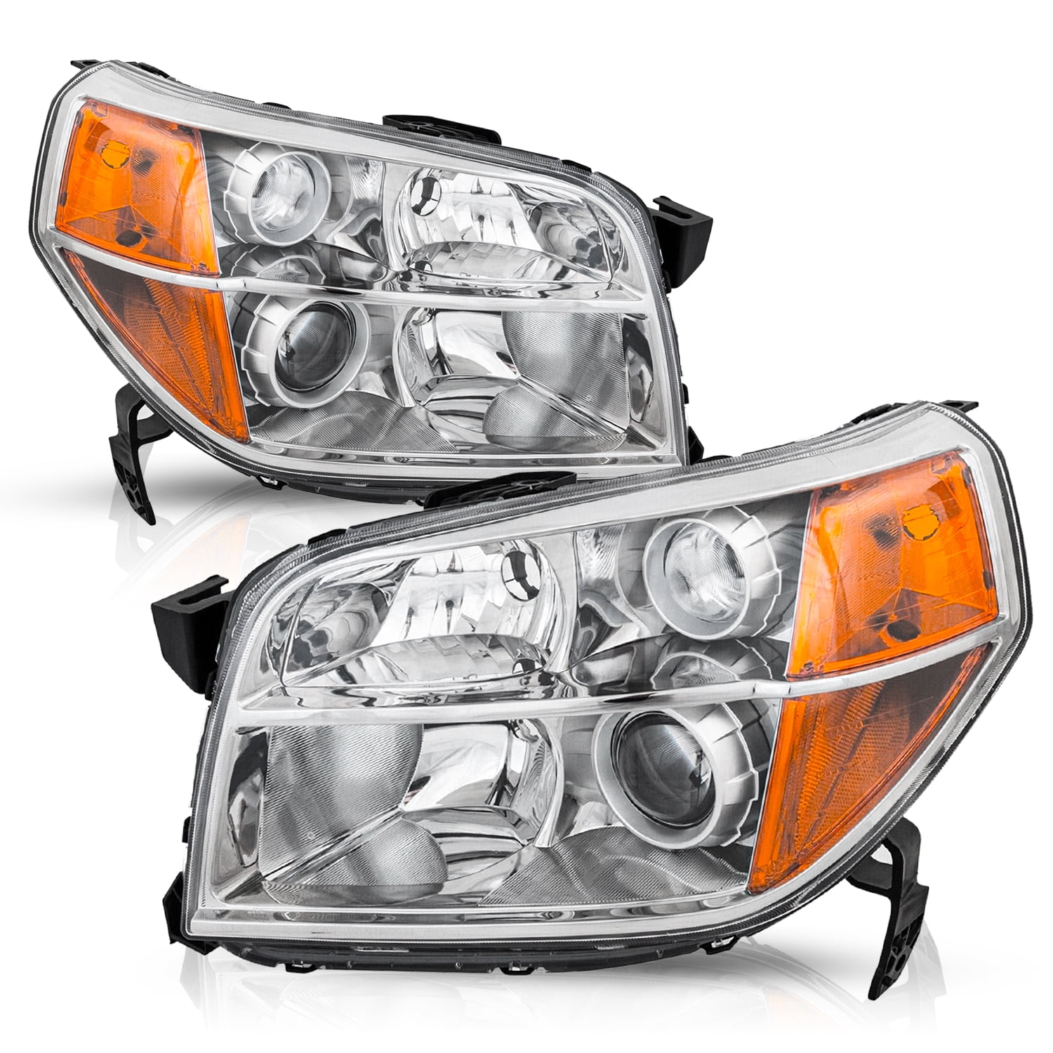 For 2006-2008 Honda Pilot Chrome Housing Amber Corner Headlights Assembly Pair