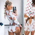 thumbnail image 1 of Womens Button Bodysuit Peach Chili Printed Stretch Leotard Sleepwear Tops Romper, 1 of 4