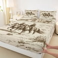 thumbnail image 3 of Homewish Rustic Farmhouse Horse Full Size Sheets,Western Cowboy Tribal Bed Sheets,Beige Brown Sheet Sets For Boys Kids,Microfiber Bedroom Decor,4pcs, 3 of 7