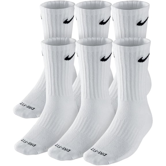 ‌Nike Everyday Plus Cushion Crew Socks, 6 Pack - Size: Large (Men 8-12 / Women 10–13) Color: White