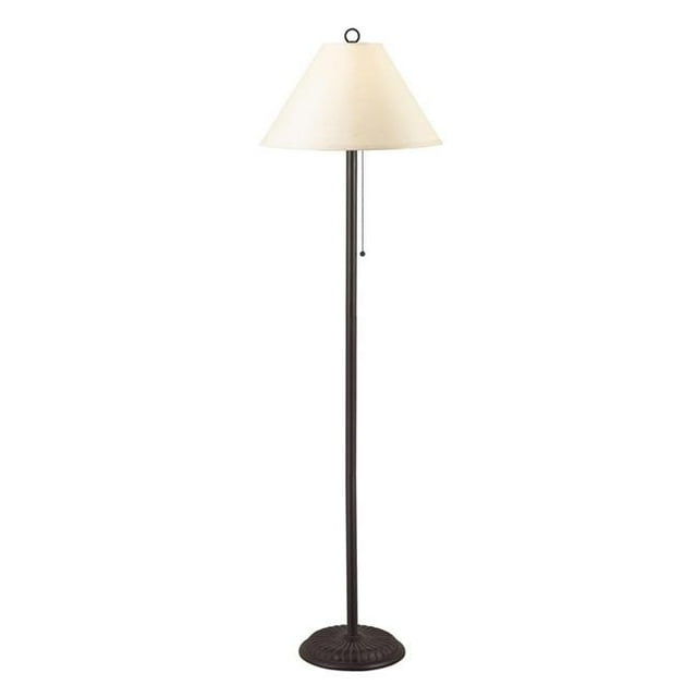 Metal Floor Lamp with Pull Chain Switch & Paper Shade, Off White & Black