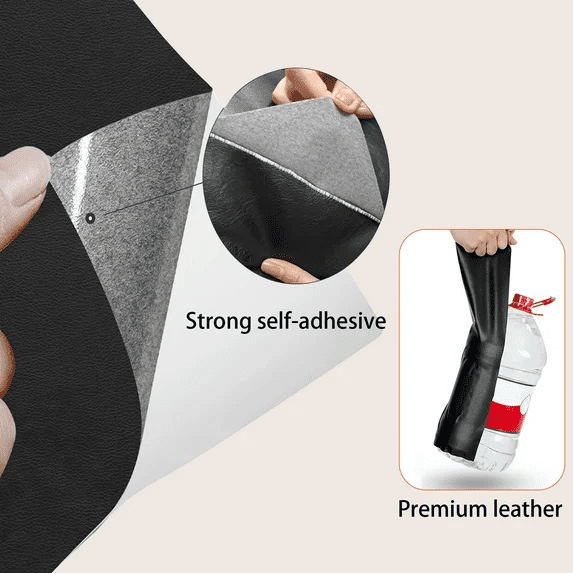 , 19.7 x 47 Inch Self Adhesive Leather Repair Patch Kit, Vinyl Leather Patch Tape for Couch Car Seats, Sofas, Office Chairs, Black
