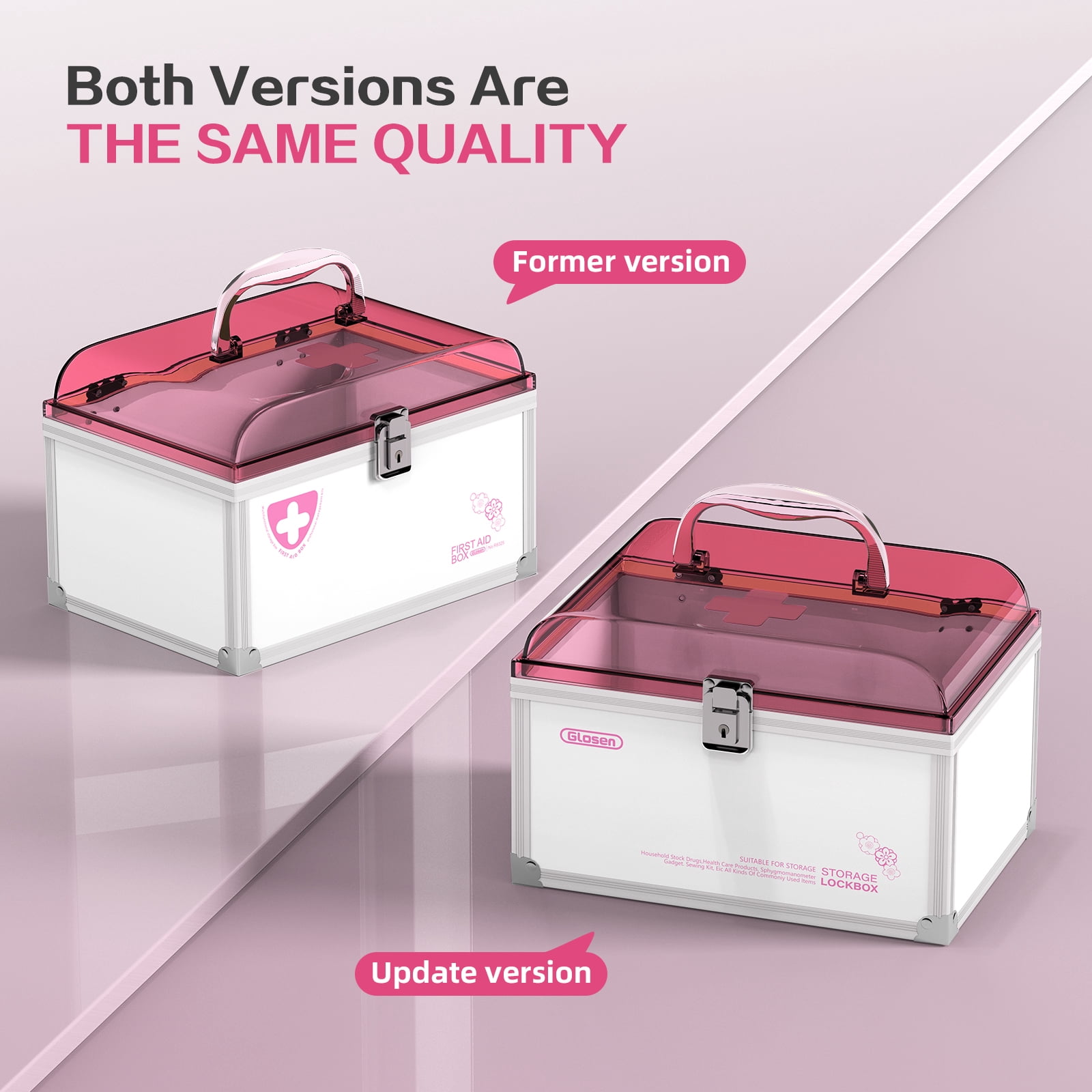 Glosen Portable Medical Lockbox: Medicine Storage with Key Lock