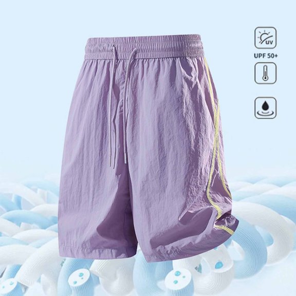 Karymi Women's Shorts Solid Striped Side Detail Athletic Shorts, Elastic Drawstring High Waist Casual Bermuda Shorts, Quick Dry Shorts with Pockets Jean Shorts Womens