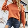 thumbnail image 2 of Jersey de manga larga con volantes para mujer, jersey de punto con mangas globo para otoño e invierno, para oficina, hogar, citas, compras, 2 of 7