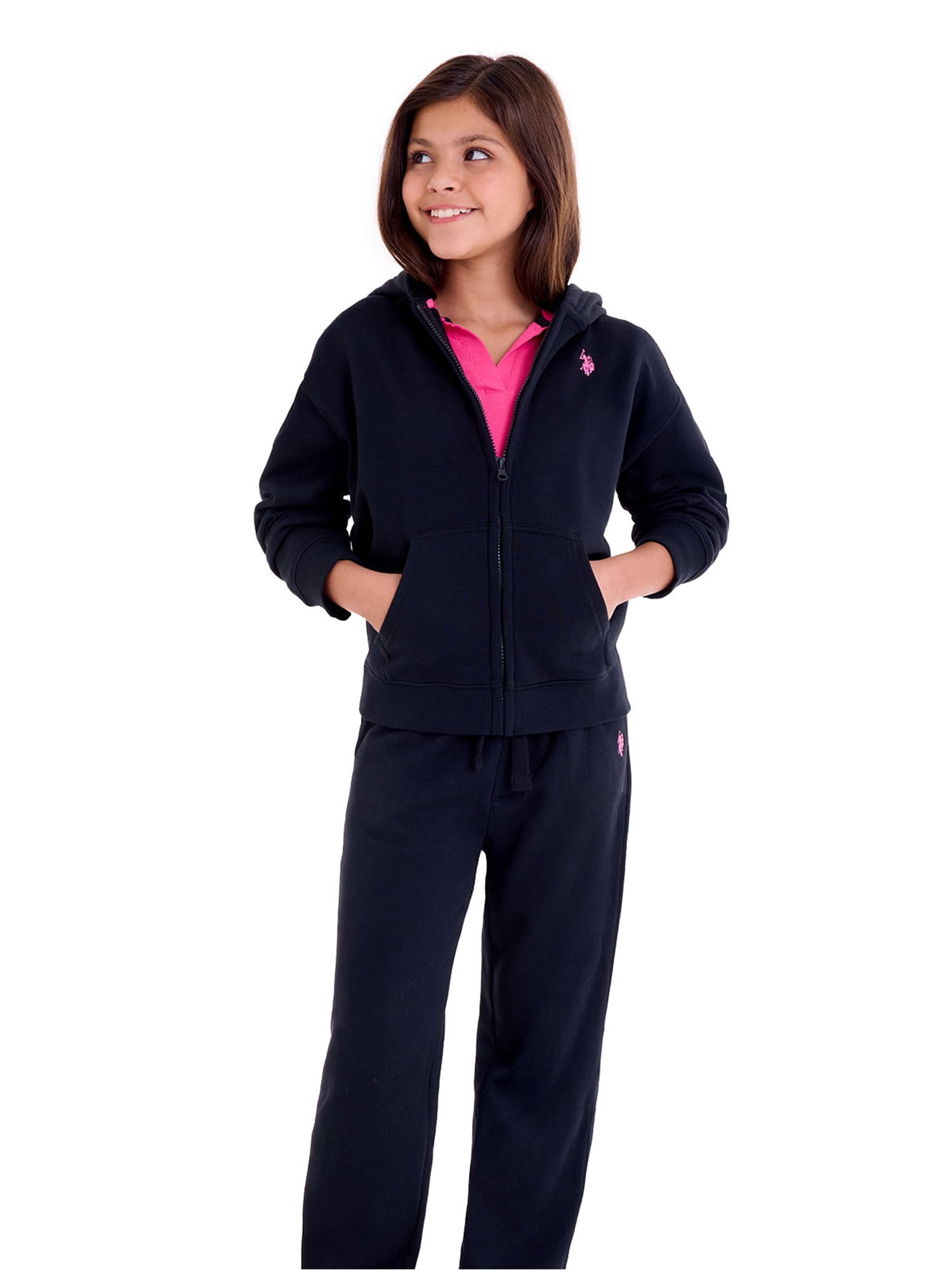 U.S. Polo Assn. Girls Fleece Zip-Up Hoodie, Sizes 4-18