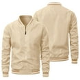 thumbnail image 4 of WTOBBY Men's Premium Cotton Baseball Jacket, Vintage Stand Collar Flight Bomber with Color Block Design, Relaxed Fit Retro Outerwear,Khaki 2XL, 4 of 4