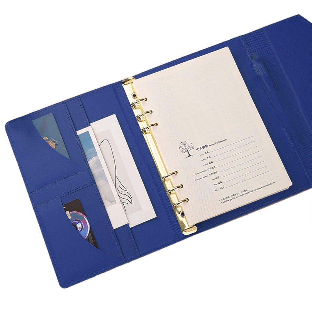 Refillable Journal Notebook with Pen Slot Card Holder 6 Rings Binder Notebook