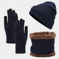 thumbnail image 2 of Prolriy Set Beanies Hats Men Women Scarf Gloves Hat Set for Teen Girls Women&Men Autumn Winter Warm Wool Hat Scarf Gloves Three Pieces Scarf for Women Navy, 2 of 5